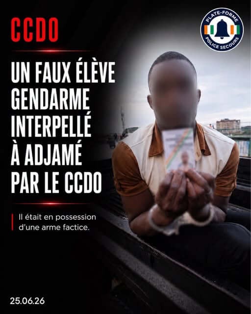Adjamé : un faux élève gendarme interpellé par le CCDO avec une arme factice