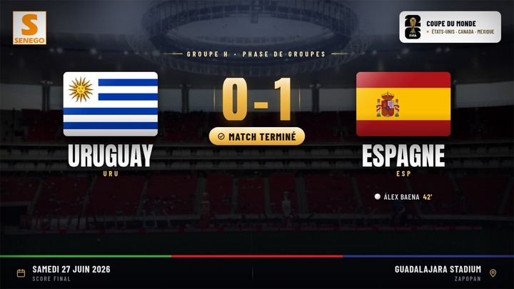 Uruguay – Espagne (0-1) : Baena offre la qualification à la Roja, le résumé et les notes (Mondial 2026)